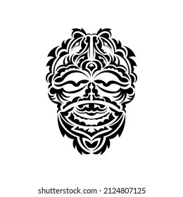 Tribal mask. Traditional totem symbol. Black tattoo in samoan style. Isolated. Vector.