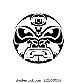 Tribal mask. Traditional totem symbol. Black tattoo in the style of the ancient tribes.