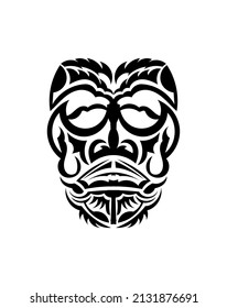 Tribal mask. Traditional totem symbol. Black tattoo in the style of the ancient tribes. Black and white color, flat style. Vector.