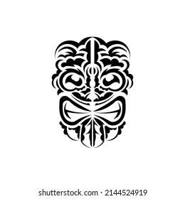 Tribal mask. Traditional totem symbol. Polynesian style. Vector over white background.