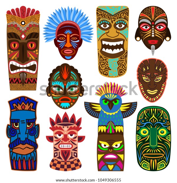 Máscara tribal vectorial enmascarar la cultura étnica y la mascarada ...