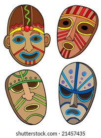 Tribal masks collection - vector illustration.