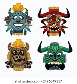 
Tribal masks templates colorful horror faces