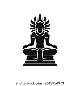 Tribal Meditating Deity Statue Silhouette Vector for Spiritual and Cultural Art Designs