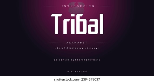 Tribal Modern Bold Font. Sans Serif Font. Regular Italic Uppercase Lowercase Typography urban style alphabet fonts for fashion, sport, technology, digital, movie, logo design, vector illustration
