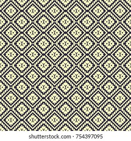 Tribal monochrome ethnic ornament, seamless vector pattern.