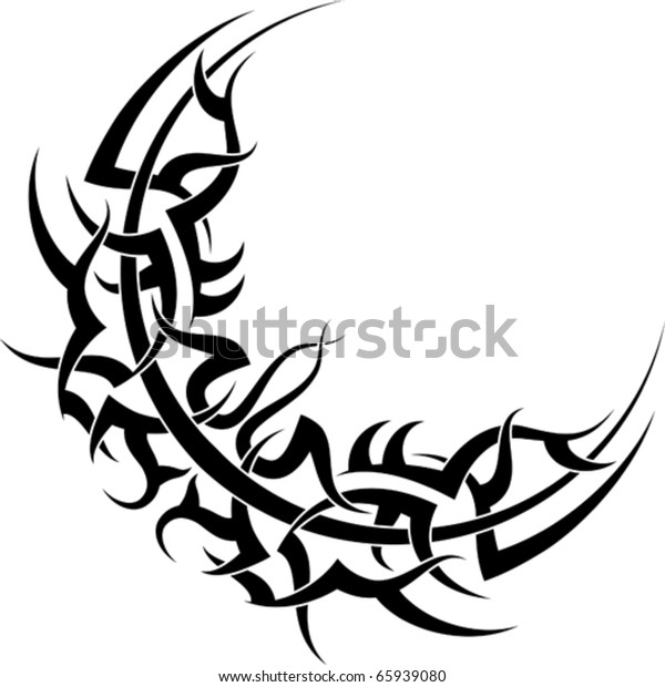 Tribal Moon Tattoo Stock Vector (Royalty Free) 65939080 Shutterstock