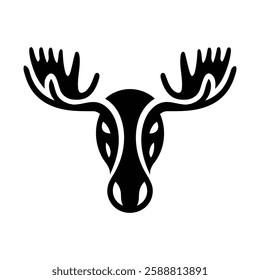 Tribal Moose Head Logo - Stylish Black and White Vector Design