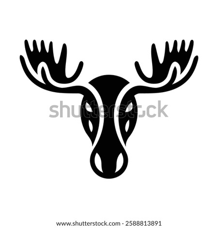 Tribal Moose Head Logo - Stylish Black and White Vector Design