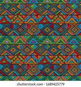 Tribal mosaic pattern, seamless vector illustration