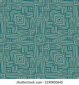 Tribal mosaic seamless pattern. Abstract geometric ethnic tile. Creative vintage ornament. Design for fabric, textile print, wrapping paper, cover. Vector illustration