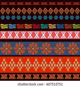 Tribal motifs. Seamless vector pattern inspired by aboriginal art. Ethnic textile collection.