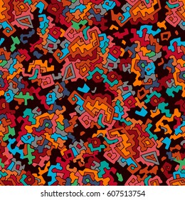 Tribal motifs. Seamless vector pattern inspired by aboriginal art. Ethnic textile collection.