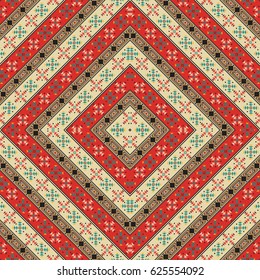 Tribal multicolor seamless pattern design with American Indian motif