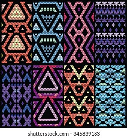 Tribal multicolored lace patterns. Trendy modern patterns for your design. Vector illustration.