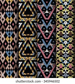 Tribal multicolored lace patterns. Trendy modern patterns for your design. Vector illustration.
