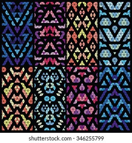 Tribal multicolored lace patterns. Trendy modern patterns for your design. Vector illustration.