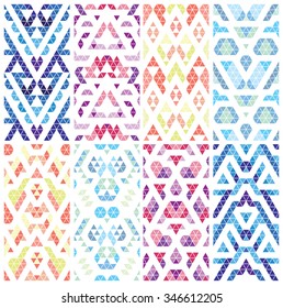 Tribal multicolored lace patterns. Trendy modern patterns for your design. Vector illustration.