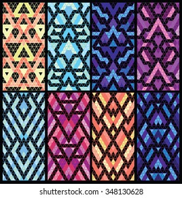 Tribal multicolored lace patterns. Trendy modern patterns for your design. Vector illustration.