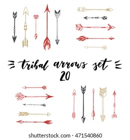 Tribal native american arrows set.  Decorative vector stylized illustration of booms in boho style.