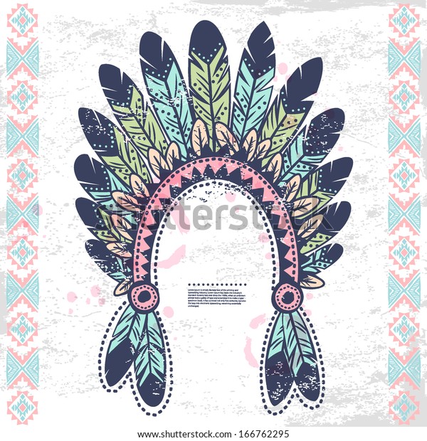 Tribal Native American Feather Headband Stock Vector Royalty Free