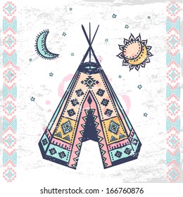 Tribal native American tipi illustration