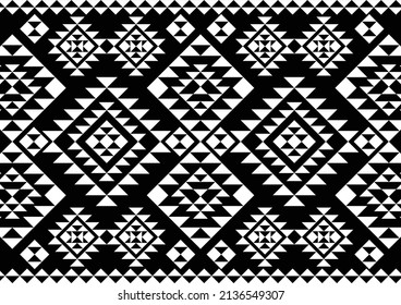 Tribal native monochrome carpet pattern.