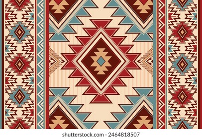 Patrón tribal navajo y nativo patrón tribal americano suroeste azteca ornamento patrón navajo azteca textura textil étnica patrón tribal azteca navajo tela nativa mexicana sin costuras Vector para textil, deco