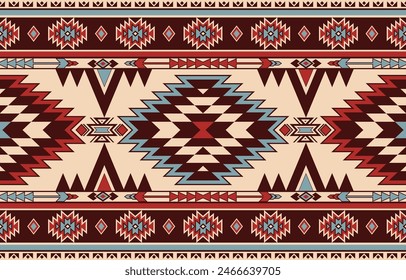 Patrón tribal navajo y nativo patrón tribal americano suroeste azteca ornamento patrón navajo azteca textura textil étnica patrón tribal azteca navajo tela nativa mexicana sin costuras Vector para textil, deco