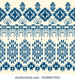 Tribal Navajo e padrão nativo tribal americano padrão de ornamento Southwest Aztec Navajo Aztec textura têxtil étnica tribal padrão aztec navajo tecido mexicano nativo sem costura Vetor para têxtil, deco