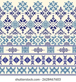 Tribal Navajo e padrão nativo tribal americano padrão de ornamento Southwest Aztec Navajo Aztec textura têxtil étnica tribal padrão aztec navajo tecido mexicano nativo sem costura Vetor para têxtil, deco