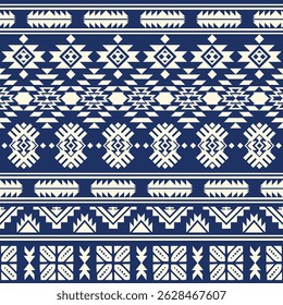 Tribal Navajo e padrão nativo tribal americano padrão de ornamento Southwest Aztec Navajo Aztec textura têxtil étnica tribal padrão aztec navajo tecido mexicano nativo sem costura Vetor para têxtil, deco