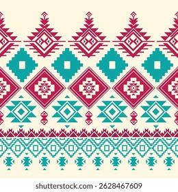 Tribal Navajo e padrão nativo tribal americano padrão de ornamento Southwest Aztec Navajo Aztec textura têxtil étnica tribal padrão aztec navajo tecido mexicano nativo sem costura Vetor para têxtil, deco