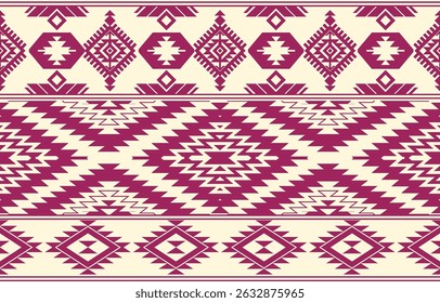 Tribal Navajo e padrão nativo tribal americano padrão de ornamento Southwest Aztec Navajo Aztec textura têxtil étnica tribal padrão aztec navajo tecido mexicano nativo sem costura Vetor para têxtil, deco