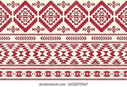 Tribal Navajo e padrão nativo tribal americano padrão de ornamento Southwest Aztec Navajo Aztec textura têxtil étnica tribal padrão aztec navajo tecido mexicano nativo sem costura Vetor para têxtil, deco