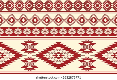 Tribal Navajo e padrão nativo tribal americano padrão de ornamento Southwest Aztec Navajo Aztec textura têxtil étnica tribal padrão aztec navajo tecido mexicano nativo sem costura Vetor para têxtil, deco