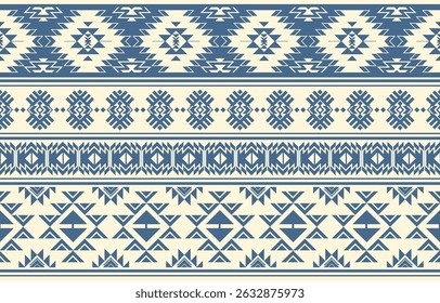 Tribal Navajo e padrão nativo tribal americano padrão de ornamento Southwest Aztec Navajo Aztec textura têxtil étnica tribal padrão aztec navajo tecido mexicano nativo sem costura Vetor para têxtil, deco
