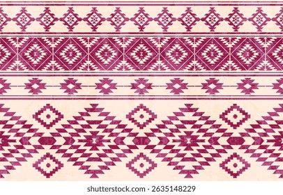 Tribal Navajo e padrão nativo tribal americano padrão de ornamento Southwest Aztec Navajo Aztec textura têxtil étnica tribal padrão aztec navajo tecido mexicano nativo sem costura Vetor para têxtil, deco