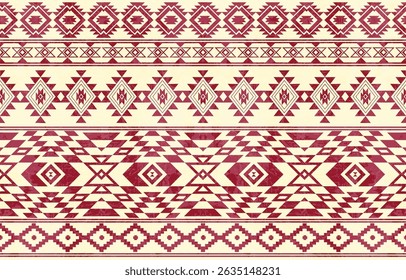 Tribal Navajo e padrão nativo tribal americano padrão de ornamento Southwest Aztec Navajo Aztec textura têxtil étnica tribal padrão aztec navajo tecido mexicano nativo sem costura Vetor para têxtil, deco
