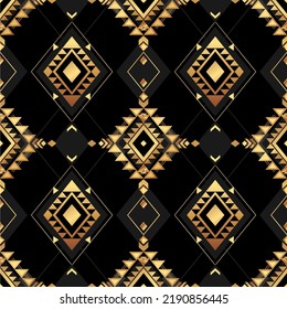 Tribal Navajo ornamental seamless pattern. Aztec abstract geometric print. Ethnic backdrop. It can be used for wallpaper, web page background, fabric, textile, paper, postcards. gold color