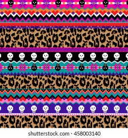 tribal Navajo pattern with leopard texture.