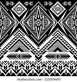 tribal Navajo seamless pattern. Aztec abstract geometric print. ethnic hipster backdrop. It can be used for wallpaper, web page background, fabric, textile, paper, postcards. black and white 