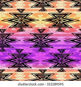 tribal Navajo seamless pattern. aztec abstract geometric print. ethnic hipster backdrop. It can be used for wallpaper, web page background, fabric, textile, paper, postcards. neon color