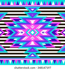 tribal Navajo seamless pattern with black and white strips. aztec abstract geometric art print. ethnic hipster backdrop. Wallpaper, cloth design, fabric, paper, wrapping, textile design template.