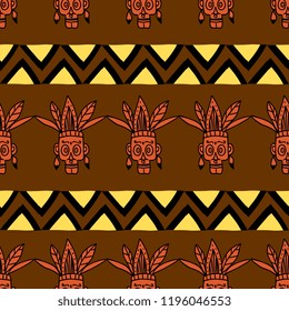 Tribal Navajo vector seamless pattern. Aztec fancy abstract geometric art print. ethnic hipster backdrop. Wallpaper, cloth design, fabric, paper, cover, textile, weave, wrapping.