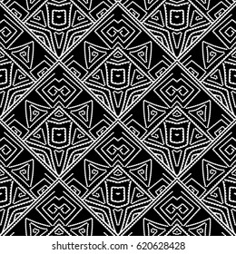 Tribal Navajo vector seamless pattern. Aztec black white  abstract geometric art print. ethnic doodle ornament. Vector modern texture for wallpapers, cloth design, fabric, paper, textile.