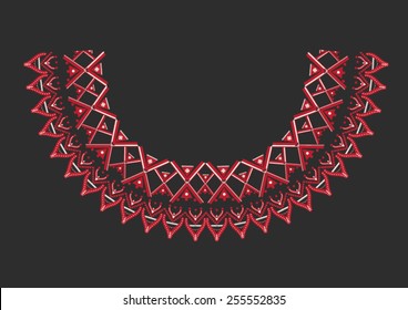Tribal neck print in vector and red color.