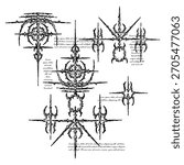 Tribal Neonspike Constructs – Futuristic Gothic Y2K Emblems