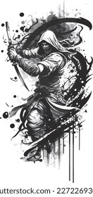 Tribale Ninja mit Partikeln und Spray