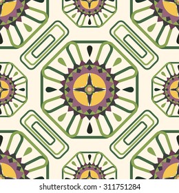 Tribal octagon flower and compass pattern